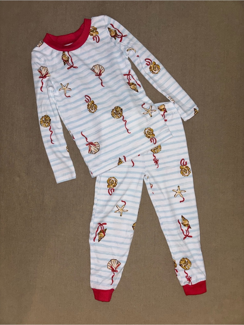 Stripped sea shell pajama set